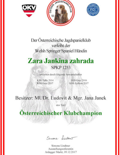 ZARA Jankina záhrada Rakúsky klubový šampión