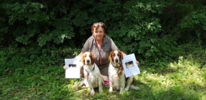 2.6.2018 Šaľa Hetmeň/SK Farbiarske skúšky malých plemien BOBA Jankina zahrada 106 bodov/I.cena ZARA Jankina zahrada 102 bodovI.cena